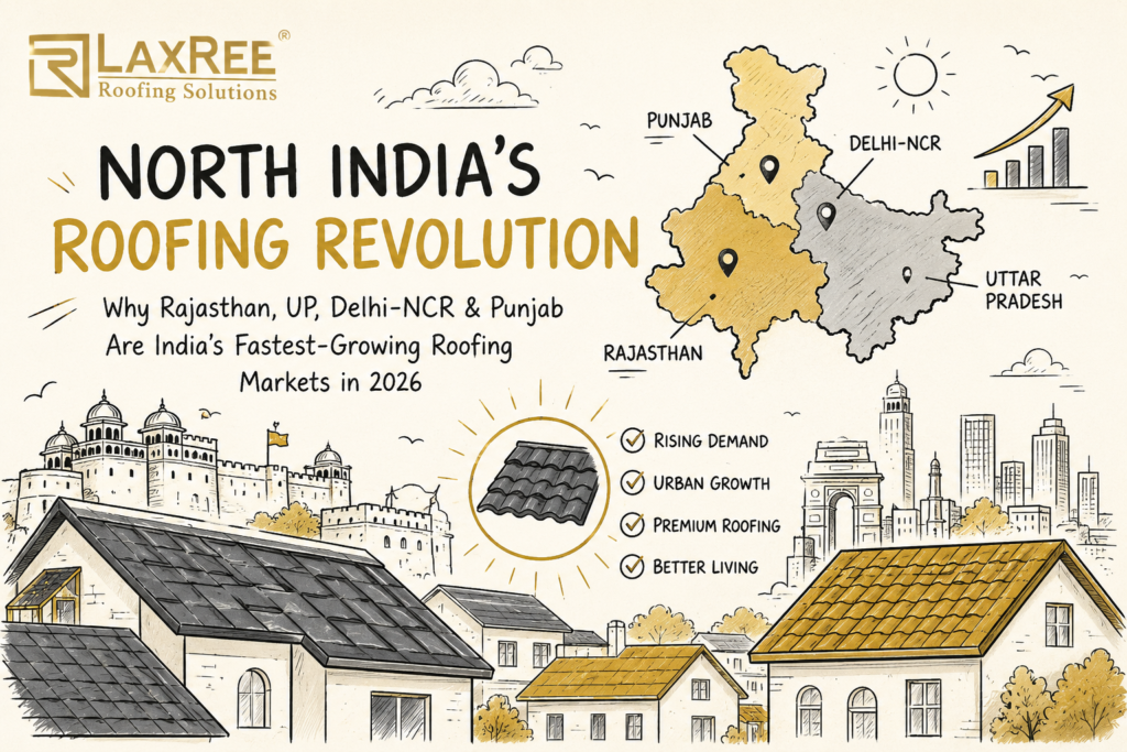 North India roofing market 2026 Rajasthan UP Delhi stone coated tiles LaxRee