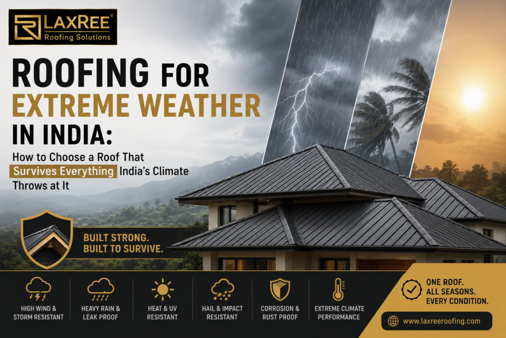 roofing for extreme weather India 2026 heat monsoon coastal seismic LaxRee